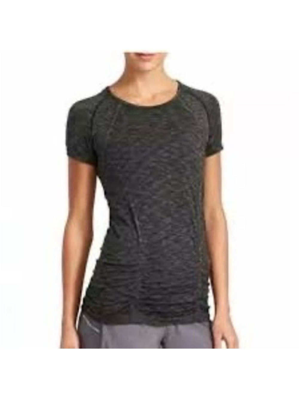 Athleta Gray Short-Sleeve Ruched Tee - Picture 1 of 3